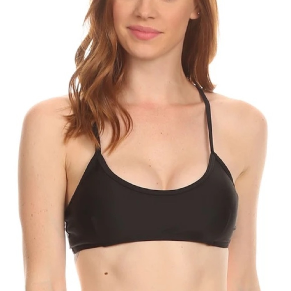 Black Scoop Neck Bikini Top with racerback back